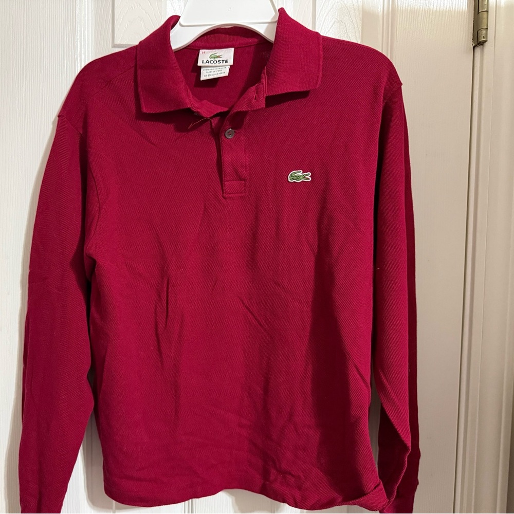 Lacoste Long Sleeve Polo in Burgundy